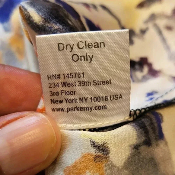 Parker Maxi Dress Silk Abstract Multicolor Pollock Print Ruffle Bottom(S) - Picture 10 of 10